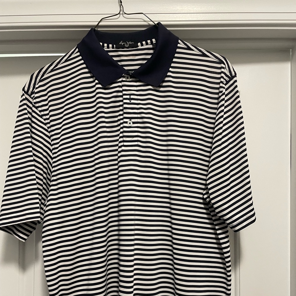 Byron Nelson golf shirt.  XL.  White with blue stripe.